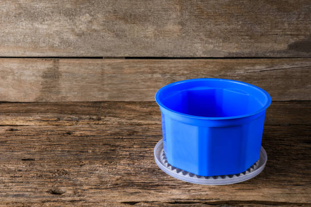 istock Empty containers for food on wooden background 832134594