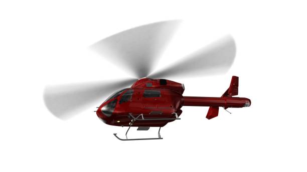 istock red civilian helicopter in flight isolated on white background 832137060