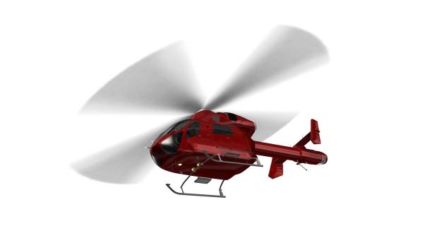 istock red civilian helicopter in flight isolated on white background 832137090