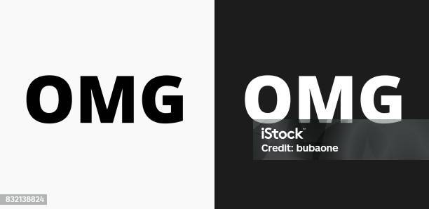 Omg Icon On Black And White Vector Backgrounds Stock Illustration - Download Image Now - Black And White, Black Background, Black Color