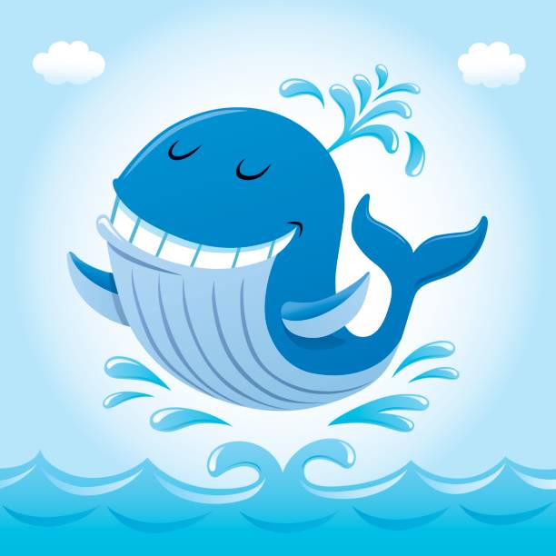 ilustrações, clipart, desenhos animados e ícones de sorrindo de baleia no ar - 2334