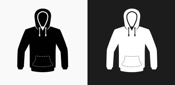 Vector illustration of Sweatshirt Icon on Black and White Vector Backgrounds