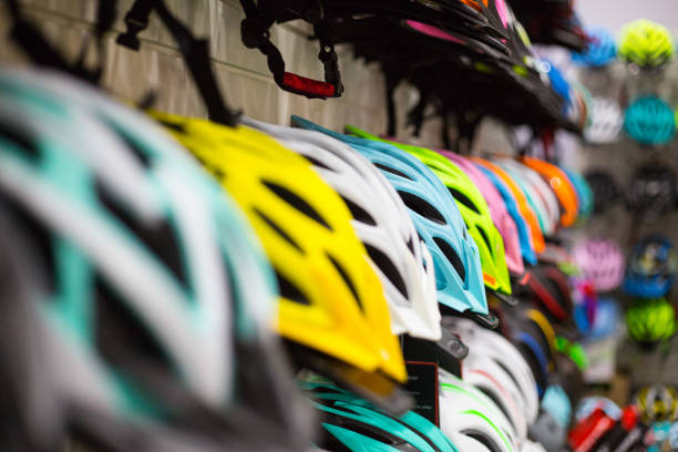 istock Colorful Bike helmets 832139470