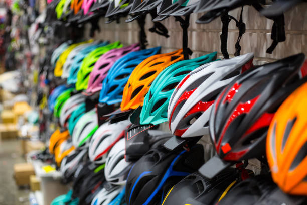 istock Colorful Bike helmets 832139484