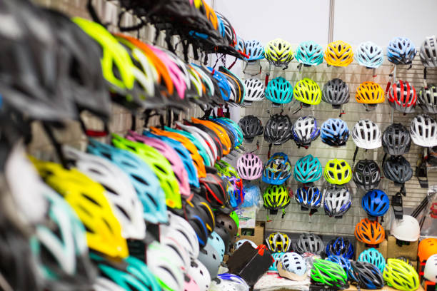istock Colorful Bike helmets 832139500