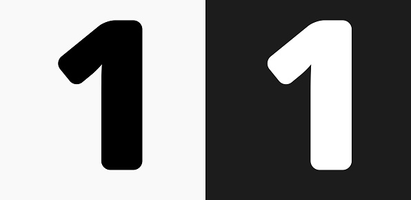 Number One Icon On Black And White Vector Backgrounds Stock