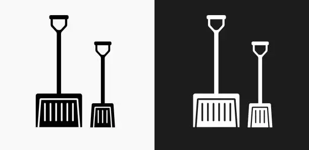 Vector illustration of Shovels Icon on Black and White Vector Backgrounds