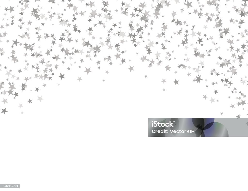 Silver stars falling from the sky. Abstract arc background. Glitter pattern for banner. Silver stars falling from the sky. Abstract arc background. Glitter pattern for banner. Vector illustration on white background. Star Shape stock vector