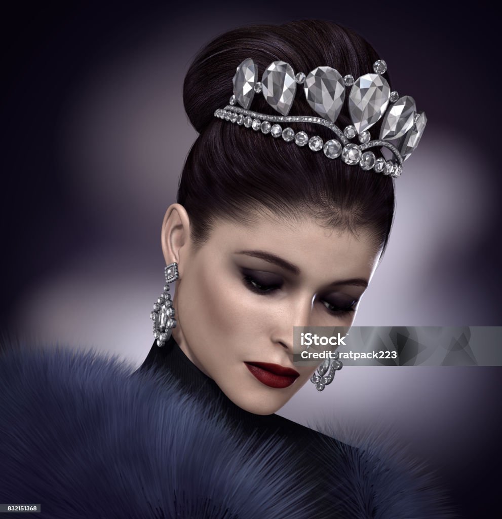 Người Phụ Nữ Xinh Đẹp Đeo Trang Sức Kim Cương Tiara Hình ảnh Sẵn ...