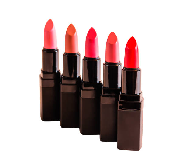 istock Beautiful lipsticks isolated on white background. Selective focus on red lipstick 832151450