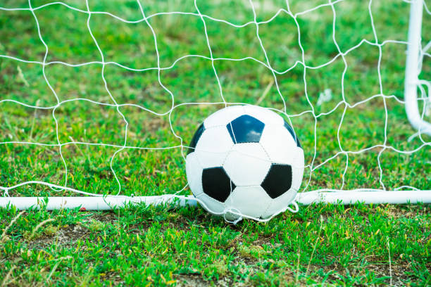 istock Soccer Ball In Goal 832153744
