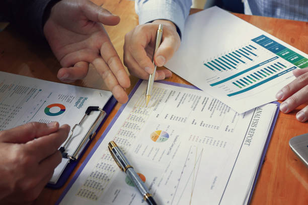 istock Administrator business man financial inspector and secretary making report. 832156202