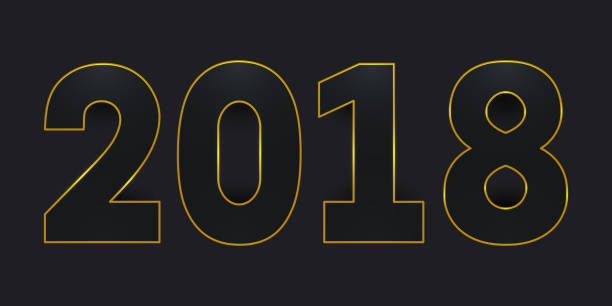 istock 2018 Happy New Year. Black numbers with golden stroke on white background. 832156374