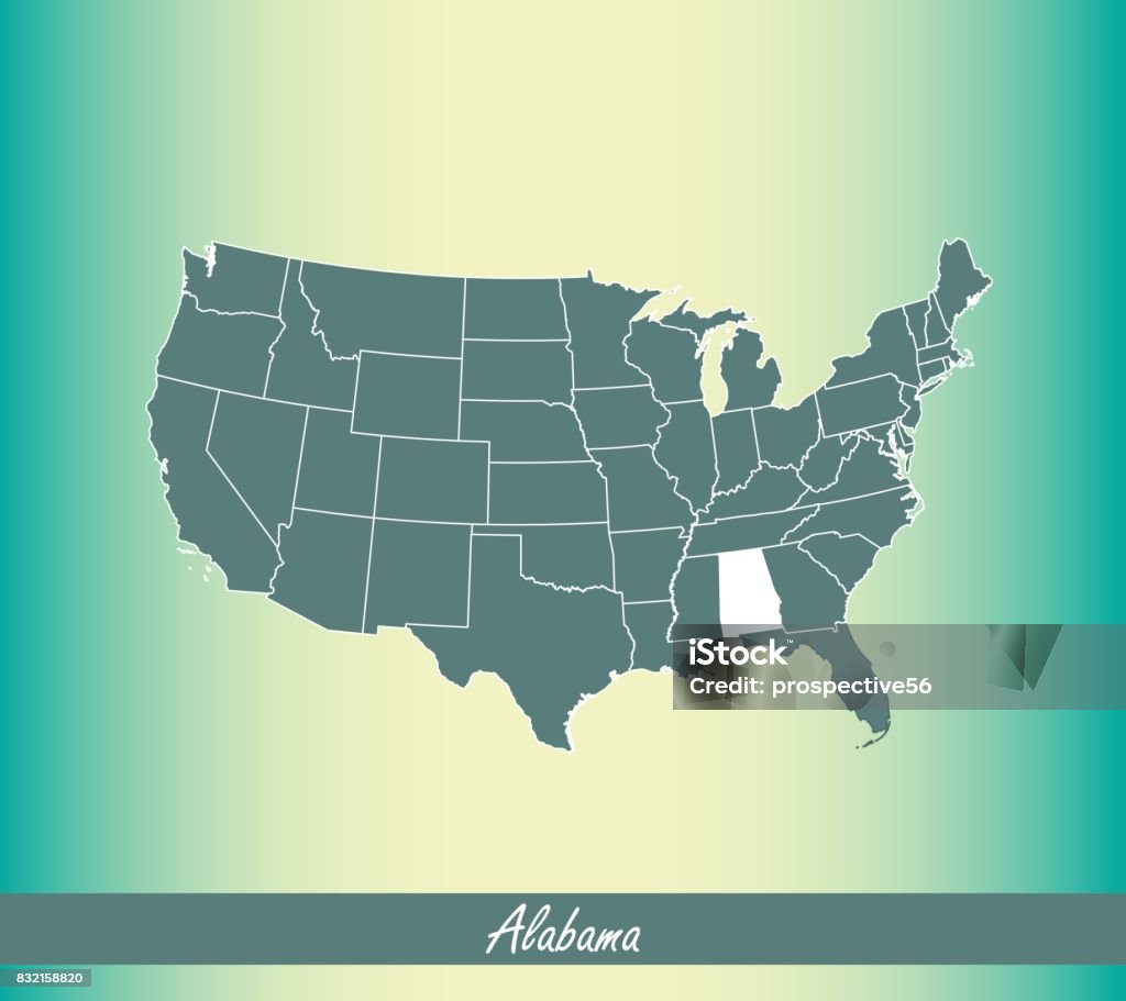 Alabama Map Creative Alabama Map Vector Outline Illustration Highlighted In Us Map Vector ...