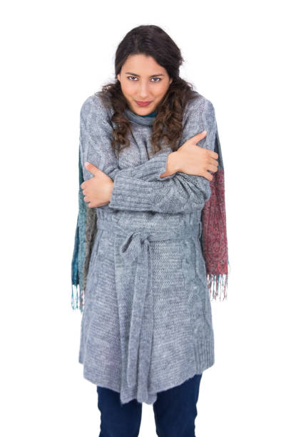 istock Peaceful pretty model with winter clothes being cold 832166494