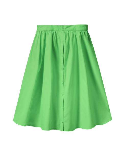 istock Chartreuse green summer skirt with buttons isolated on white 832171208