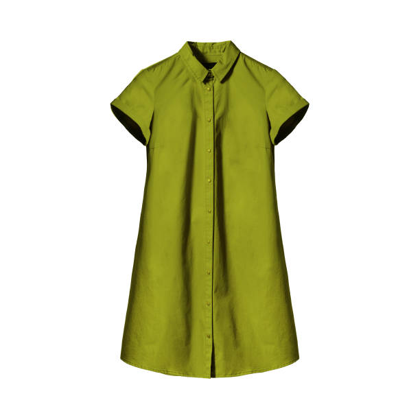 istock Chartreuse light green long woman`s shirt isolated on white backgroun 832171348
