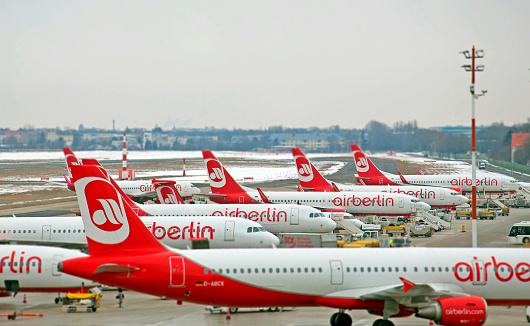 Homebase of Air Berlin in Tegel airport in Germany - The AirBerlin is the second largest airline in Germany