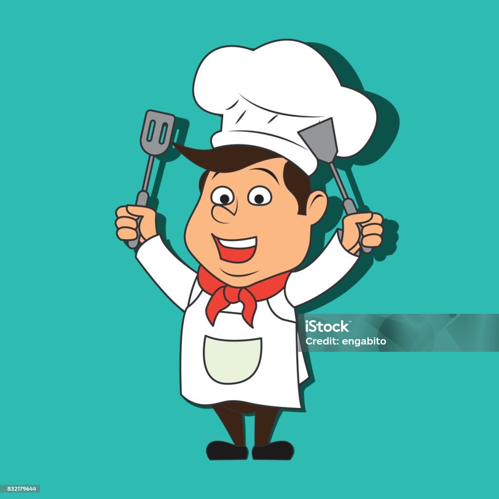 Chef Man With The Toque Holding Kitchen Utensil Ready To Cook Cartoon  Character Vector Illustration Stock Illustration - Download Image Now -  iStock