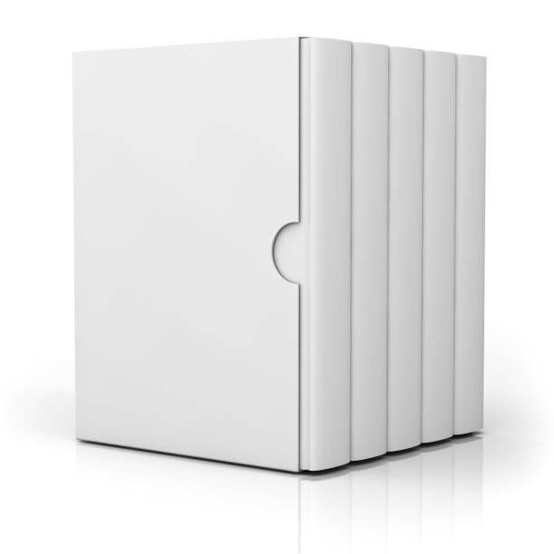 Five books with blank cover box set standing isolated on white