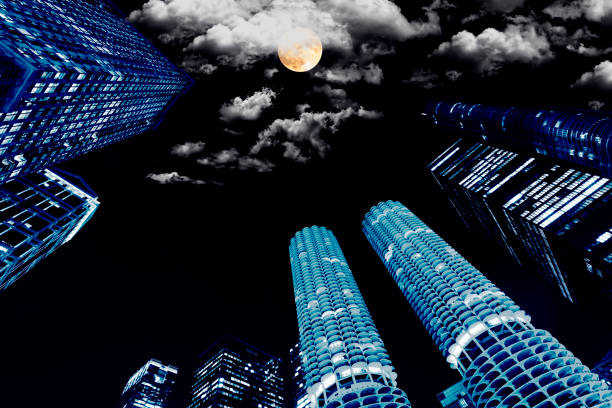 Batumi city skyline with neon lights, modern skyscrapers, smart city vibes and futuristic architecture reflecting nightlife, tourism, travel and urban innovation in Georgia