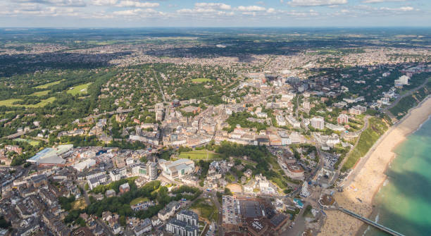 istock Aerial view over Bournemouth centre with beach and pier 832192122