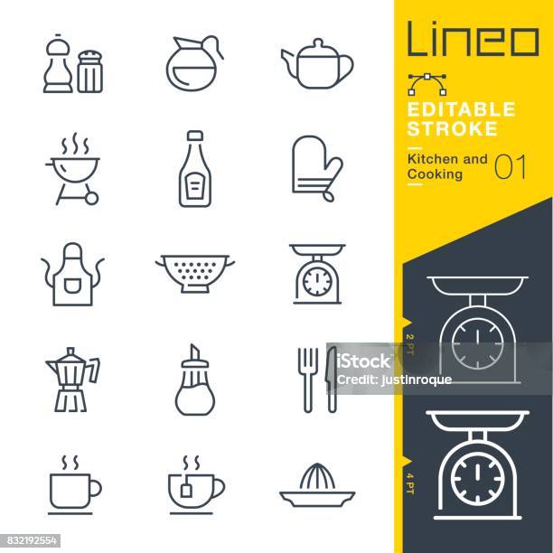 Lineo Editierbare Schlaganfall Küche Und Kochen Linie Symbole Stock Vektor Art und mehr Bilder von Icon