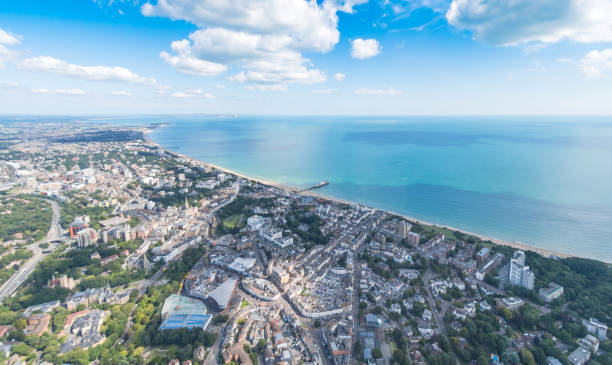 istock Aerial view over Bournemouth with beach and pier 832193494
