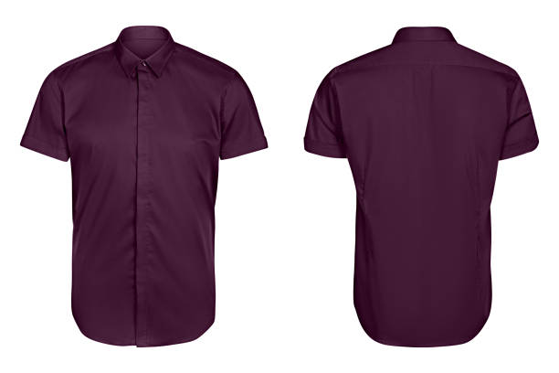 istock classic mens violet shirt short sleeve   isolated white background 832204312