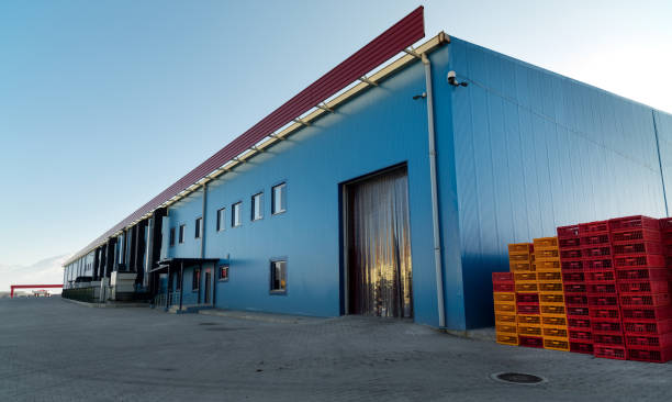 cold storage Cold air store building. Wide and long steel structure cold storage stock pictures, royalty-free photos & images