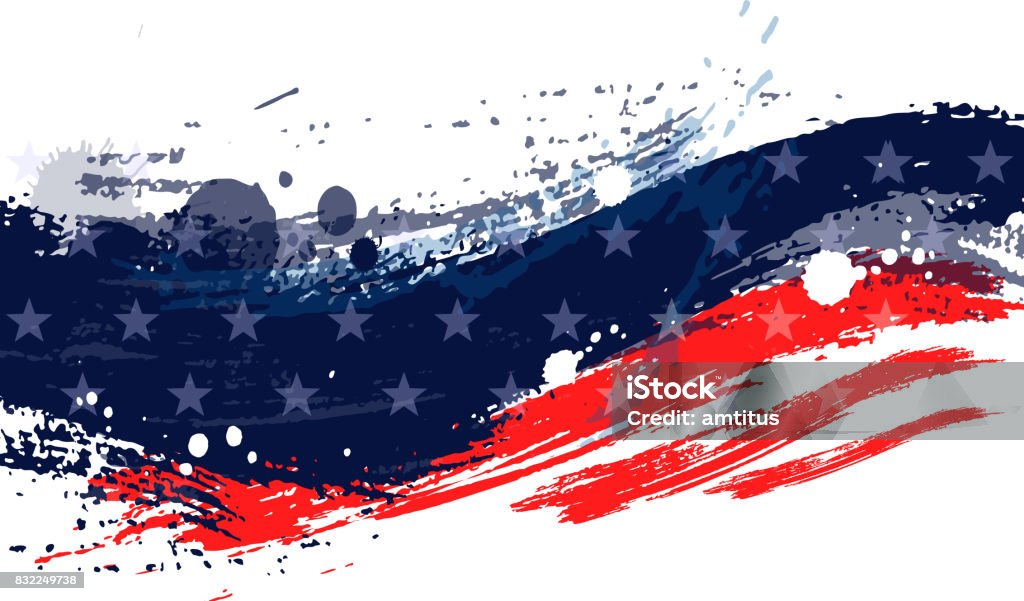 油漆中風美國國旗 - 免版稅美國國旗圖庫向量圖形