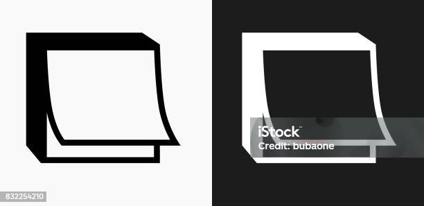 Post It Note Icon On Black And White Vector Backgrounds Stock Illustration - Download Image Now