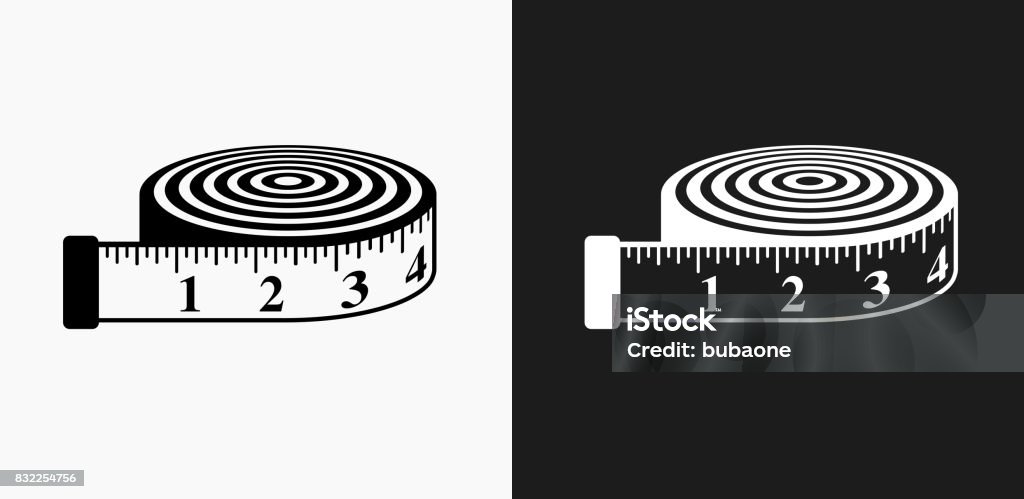 Measurement Tape Icon on Black and White Vector Backgrounds Measurement Tape Icon on Black and White Vector Backgrounds. This vector illustration includes two variations of the icon one in black on a light background on the left and another version in white on a dark background positioned on the right. The vector icon is simple yet elegant and can be used in a variety of ways including website or mobile application icon. This royalty free image is 100% vector based and all design elements can be scaled to any size. Icon Symbol stock vector