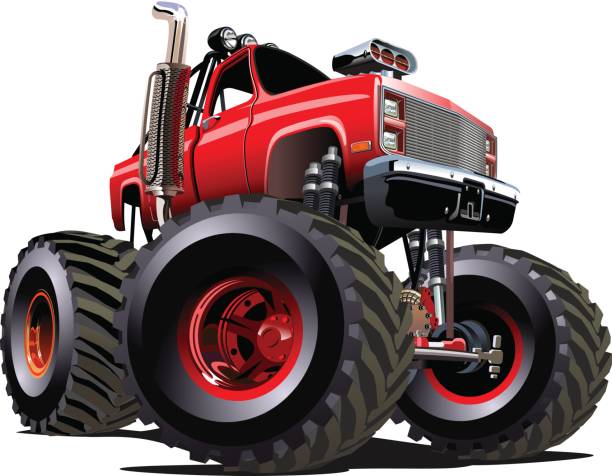 kreskówka monster truck - turbo diesel stock illustrations