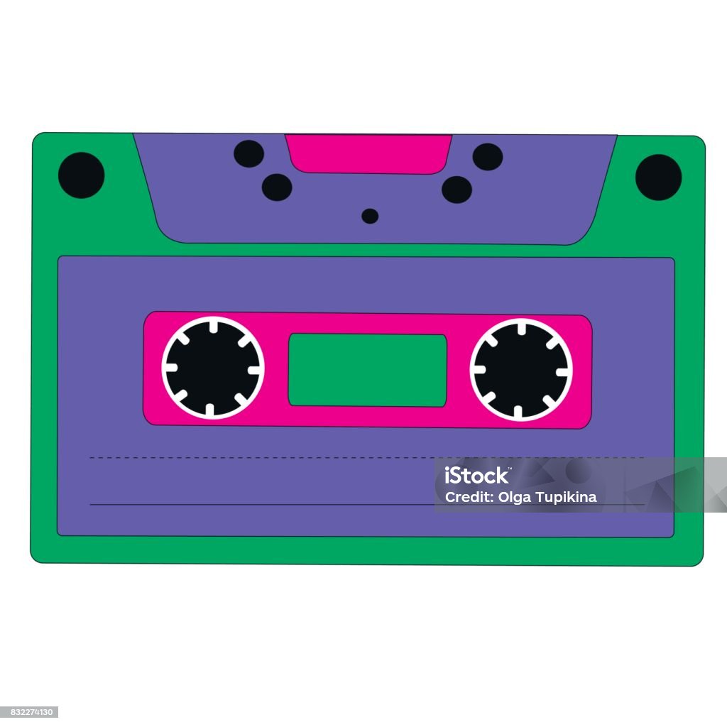 Retro cassette, cartoon style, isolated on white background. Retro cassette, cartoon style, isolated on white background. Vector illustration. Art stock vector