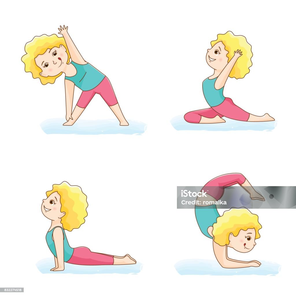 Set Of Yoga Poses Stock Illustration - Download Image Now - Child, Snake,  Yoga - iStock