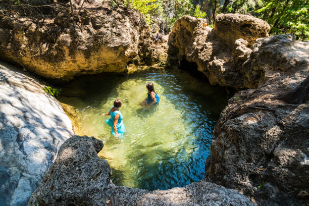 istock Kabak waterfall. Women in water 832286530
