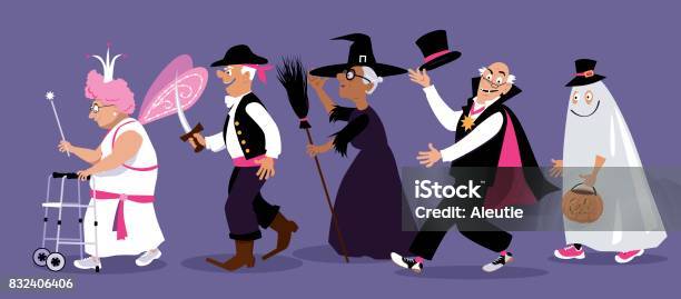 Halloween At Retirement Home Stock Illustration - Download Image Now - Halloween, Senior Adult, Party - Social Event