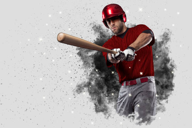 baseball player - baseball hitting batting home run imagens e fotografias de stock