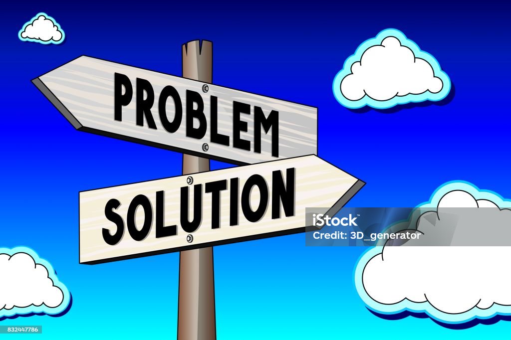 Problem Solving Sign Post Singpost Illustration Two Arrows Problem And Solution Stock ...