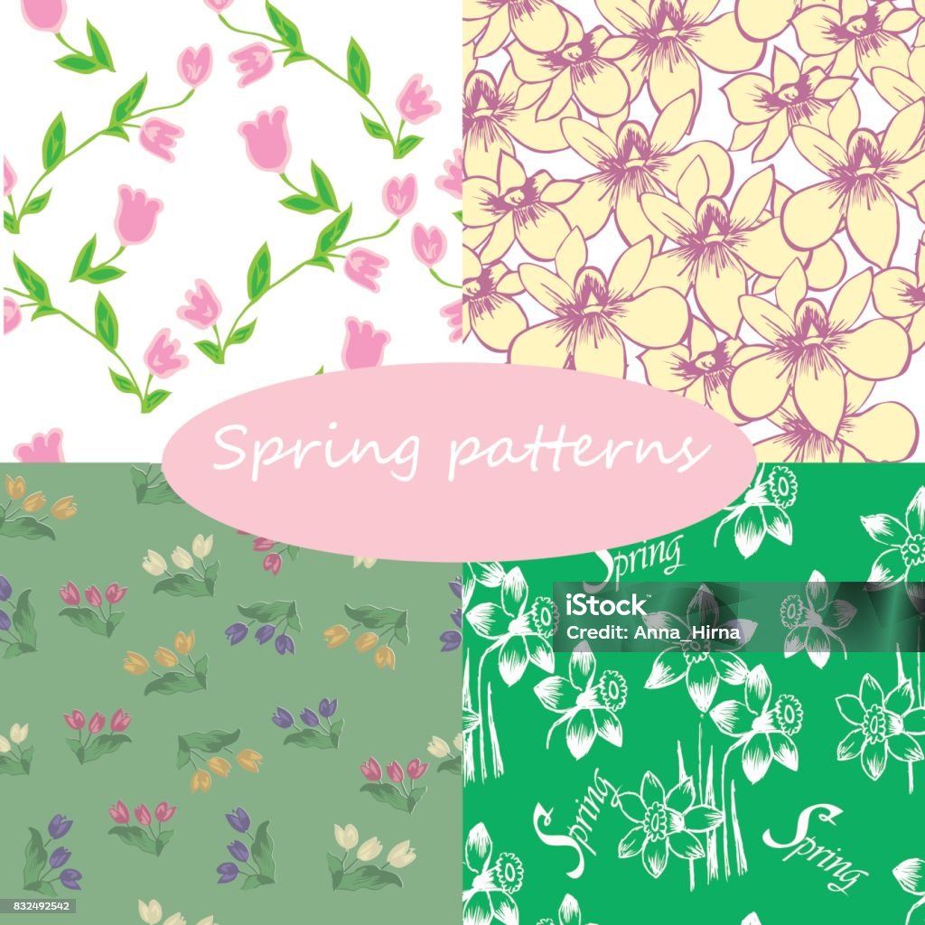 Free Patterns Spring Spring Patterns Set Stock Illustration - Download Image Now - Abstract ...