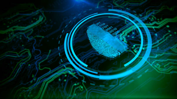 sécurité de réseau de cybersécurité et d’empreintes digitales. - fingerprint scanner photos et images de collection