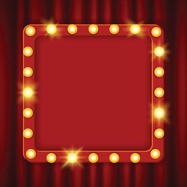 istock Suspended glowing Cinema billboard. Vector illustration. Signboard-background with lamps along the border for lottery, casino, poker, roulette 832514510