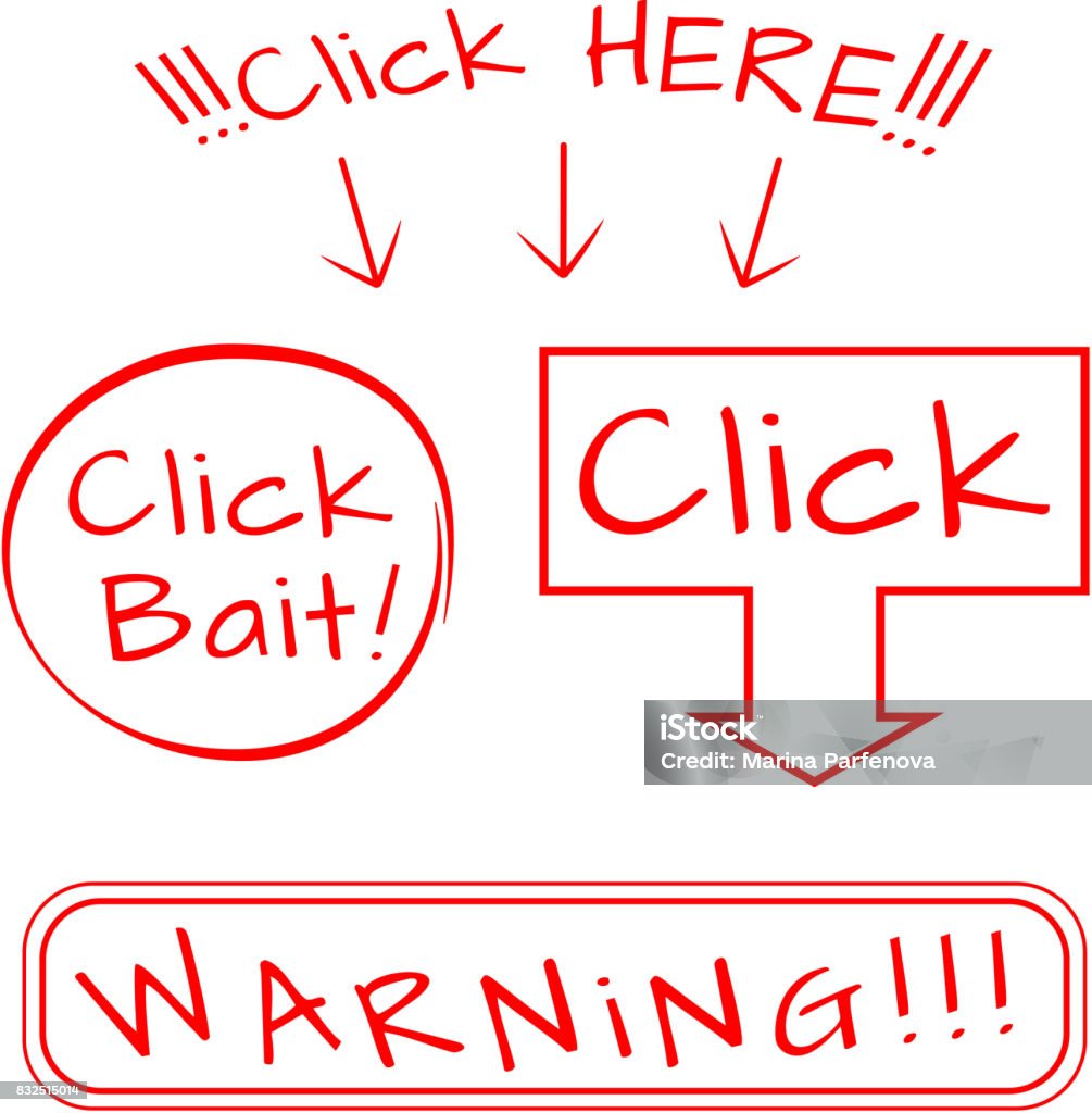 Click Bait Sticker Click Bait Here Warning Stock Illustration - Download Image Now ...