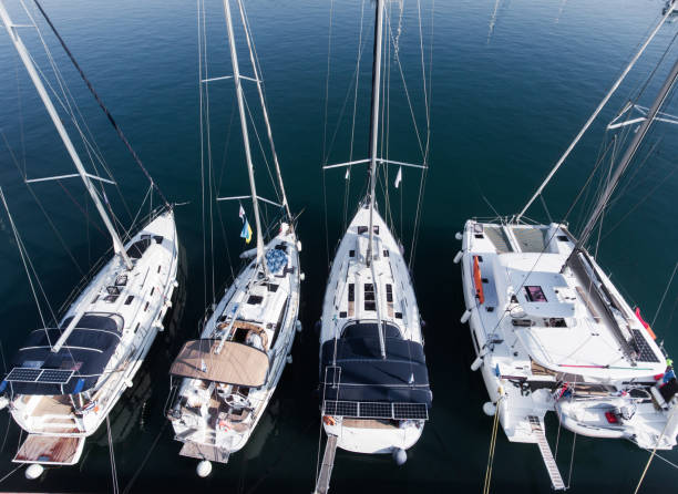 istock Yachts marina aerial view by drone 832519606