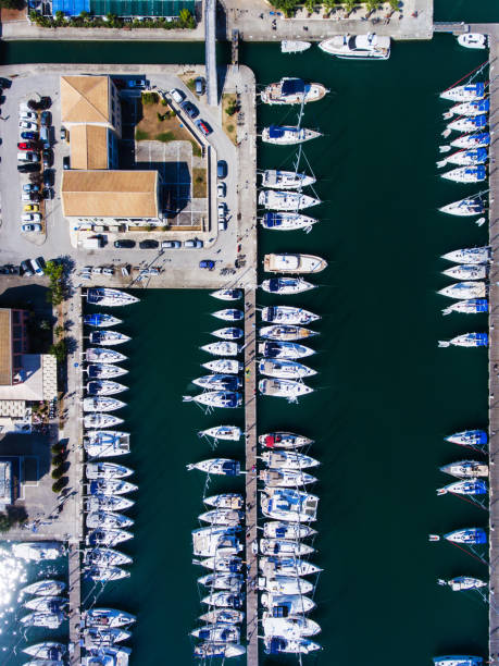 istock Yachts marina aerial view by drone 832519698