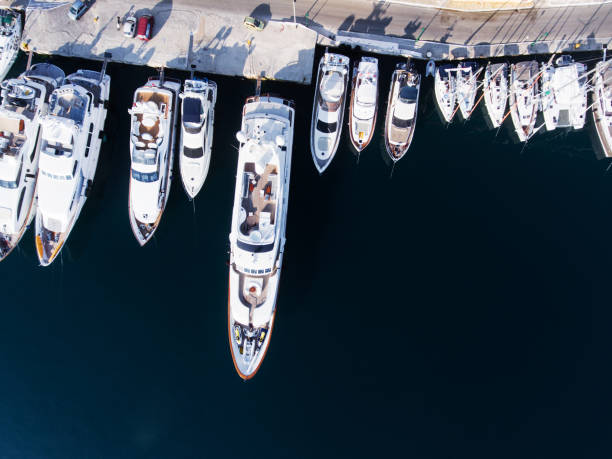 istock Yachts marina aerial view by drone 832519798