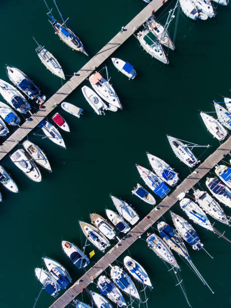 istock Yachts marina aerial view by drone 832519846