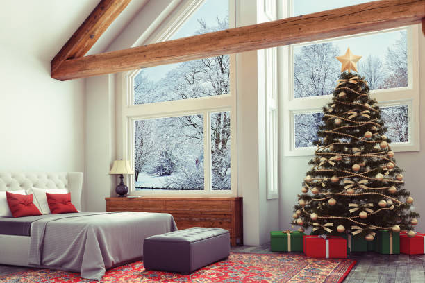 istock Christmas themed bedroom interior 832524568