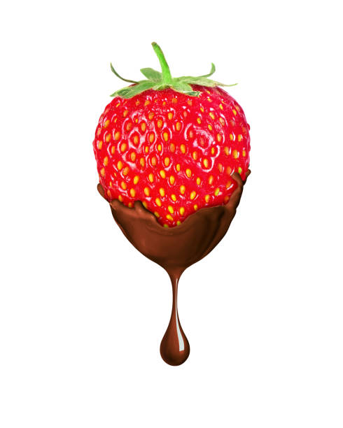 istock Strawberry in liquid hot chocolate isolated on white background 832531300